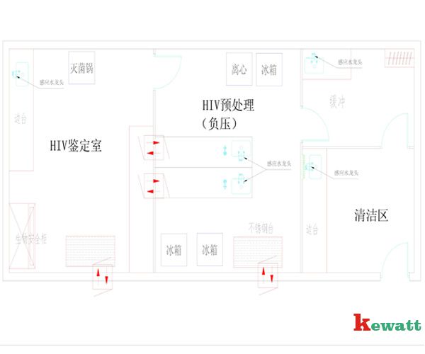 HIV艾滋實驗室平面布局圖與整體結構圖